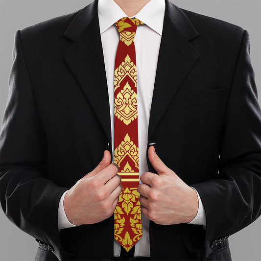 Traditional Thai Pattern Print Necktie