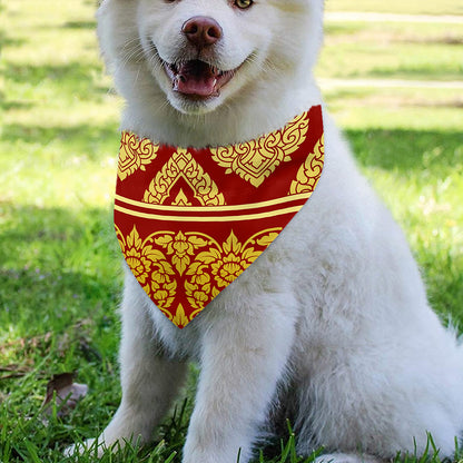 Traditional Thai Pattern Print Over The Collar Dog Bandana