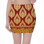 Traditional Thai Pattern Print Pencil Mini Skirt