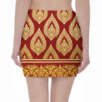 Traditional Thai Pattern Print Pencil Mini Skirt