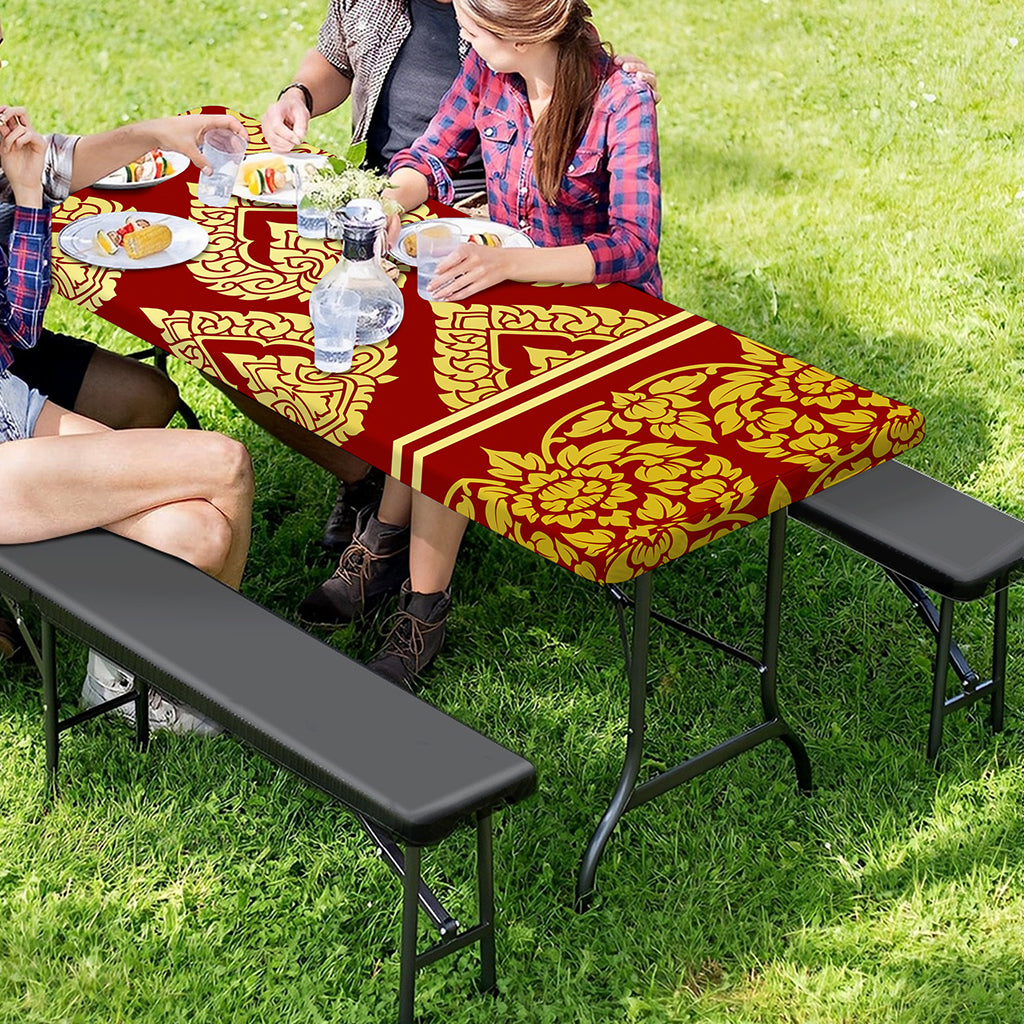 Traditional Thai Pattern Print Picnic Table Cover