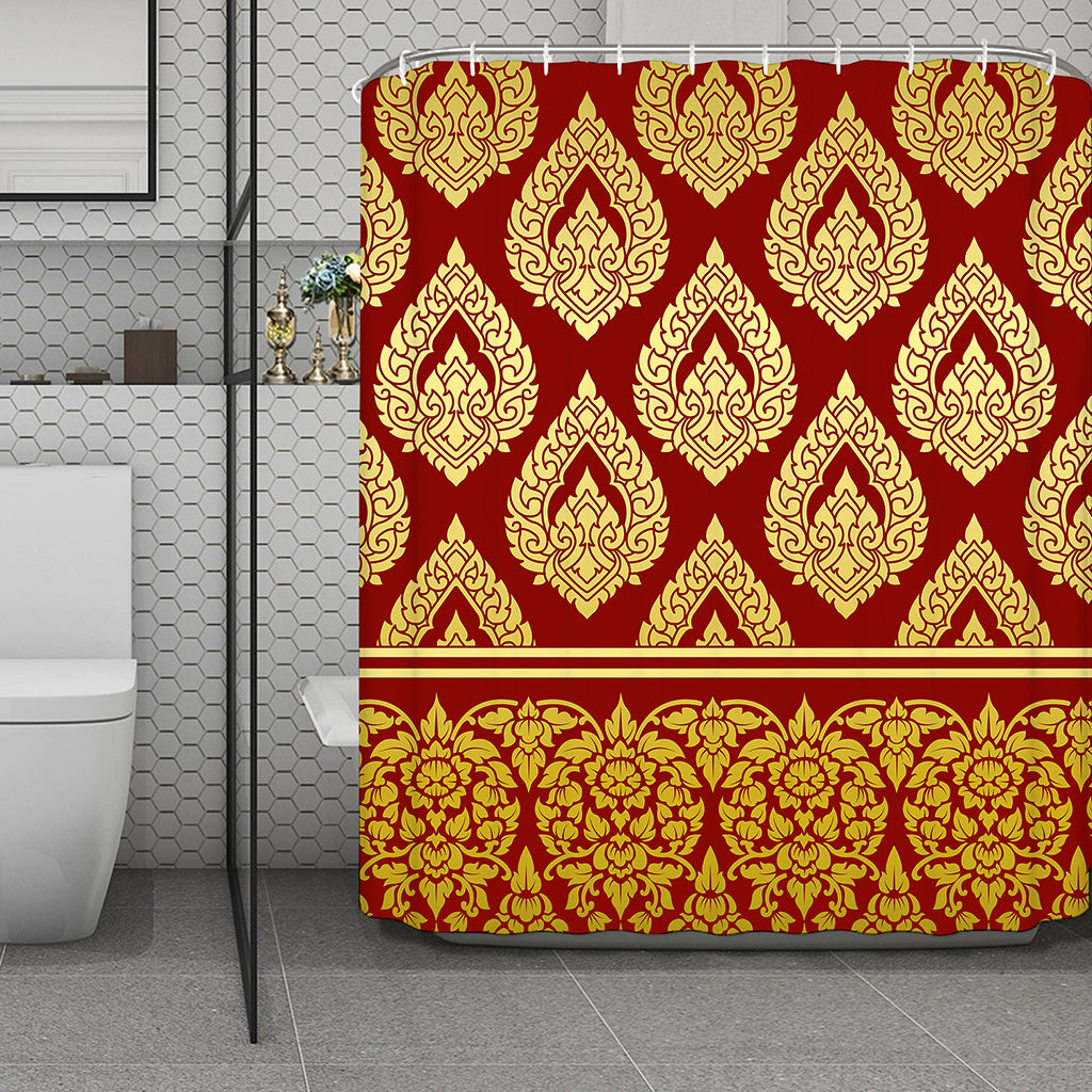 Traditional Thai Pattern Print Polyester Shower Curtain