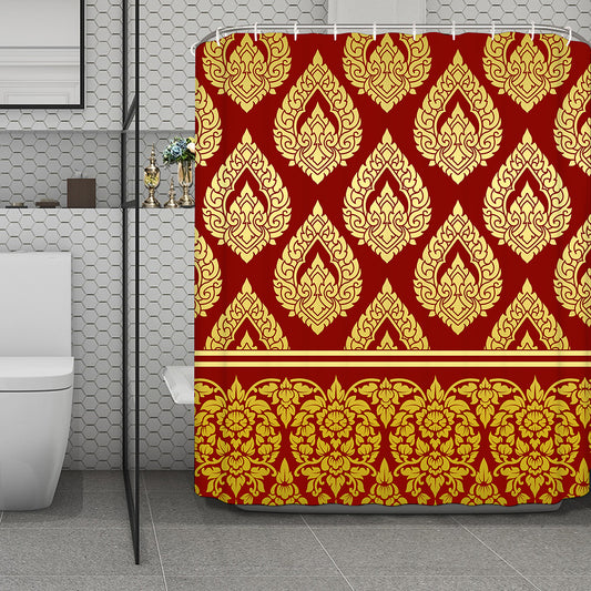 Traditional Thai Pattern Print Polyester Shower Curtain