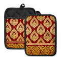 Traditional Thai Pattern Print Pot Holders With Pocket