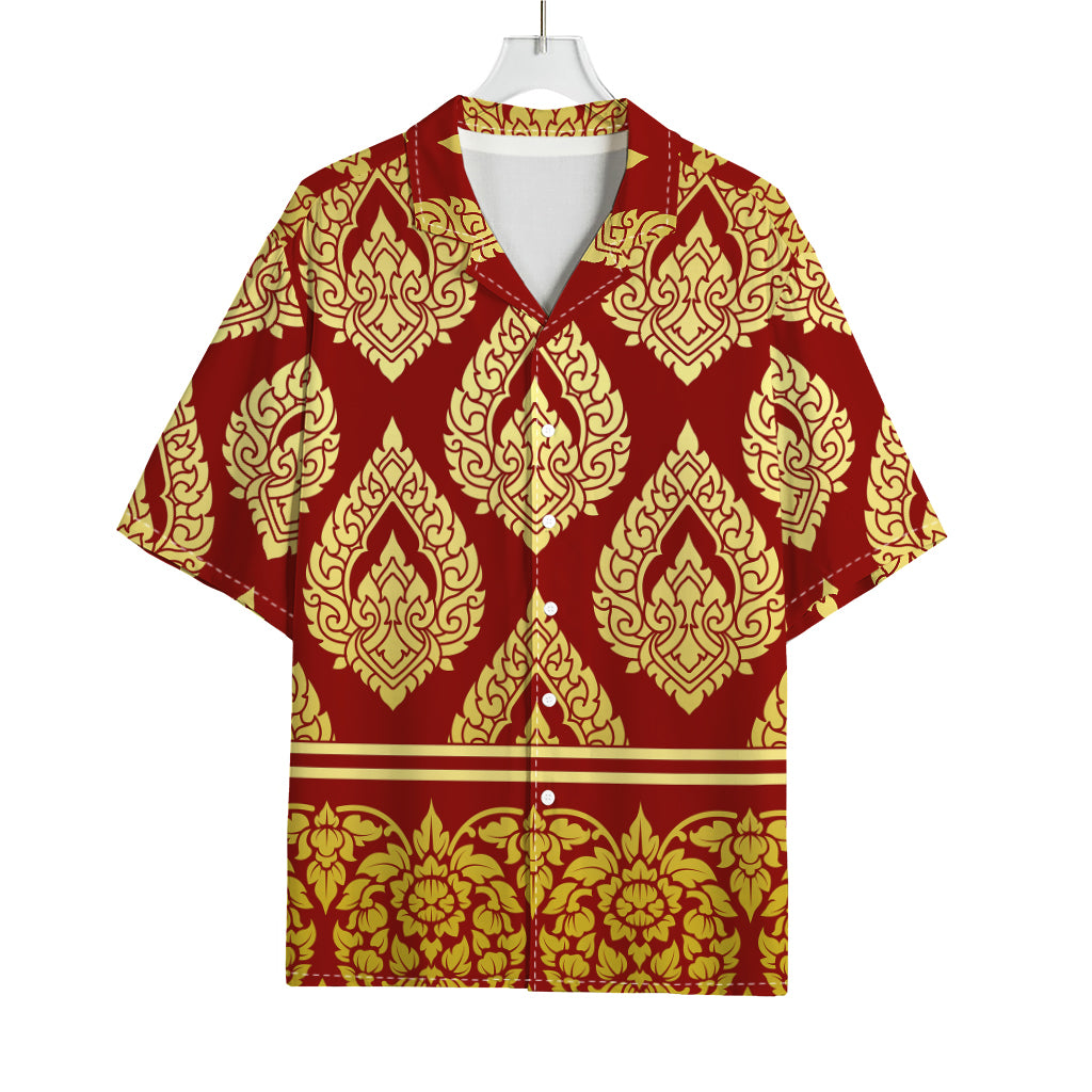 Traditional Thai Pattern Print Rayon Hawaiian Shirt