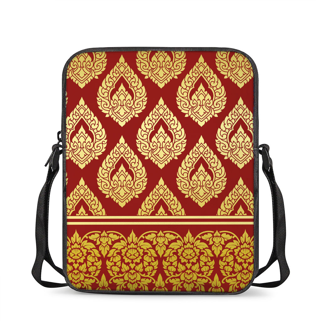 Traditional Thai Pattern Print Rectangular Crossbody Bag