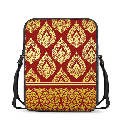 Traditional Thai Pattern Print Rectangular Crossbody Bag