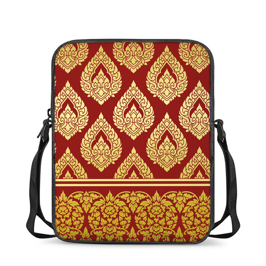 Traditional Thai Pattern Print Rectangular Crossbody Bag