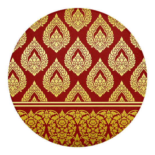 Traditional Thai Pattern Print Round Blanket