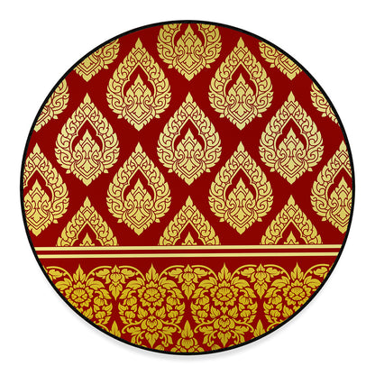 Traditional Thai Pattern Print Round Floor Mat