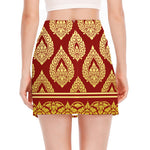 Traditional Thai Pattern Print Side Slit Mini Skirt