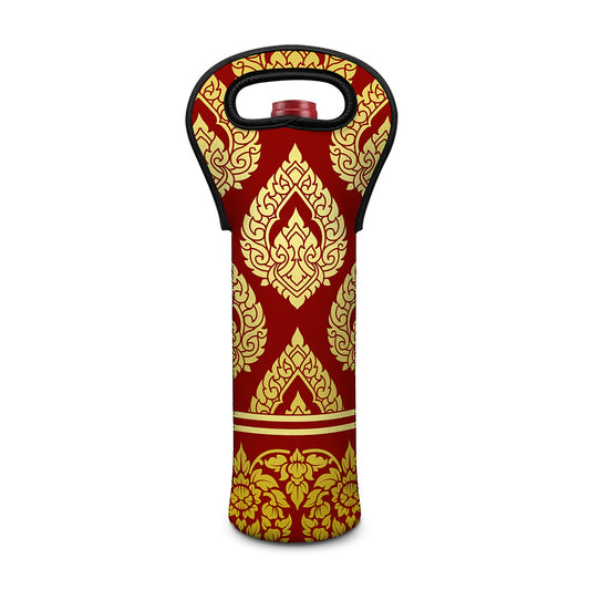 Traditional Thai Pattern Print Single Neoprene Wine Tote