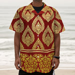 Traditional Thai Pattern Print Textured Short Sleeve Shirt
