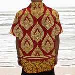 Traditional Thai Pattern Print Textured Short Sleeve Shirt