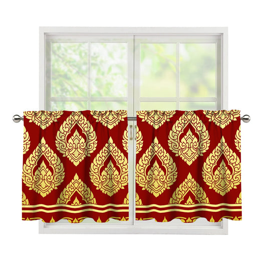 Traditional Thai Pattern Print Tier Curtains