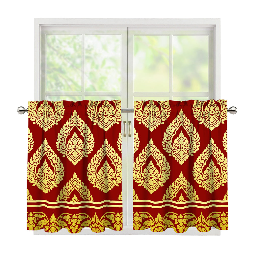 Traditional Thai Pattern Print Tier Curtains