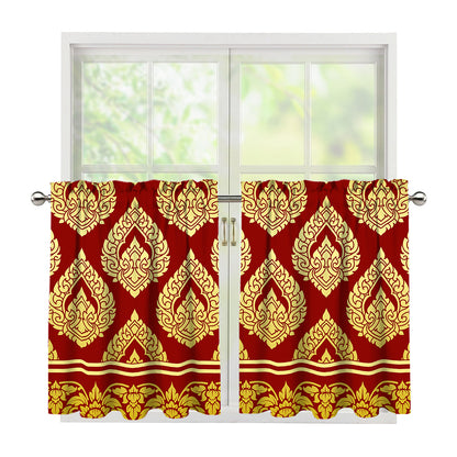 Traditional Thai Pattern Print Tier Curtains