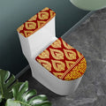 Traditional Thai Pattern Print Toilet Lid And Tank Cover Set