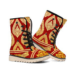 Traditional Thai Pattern Print Winter Boots