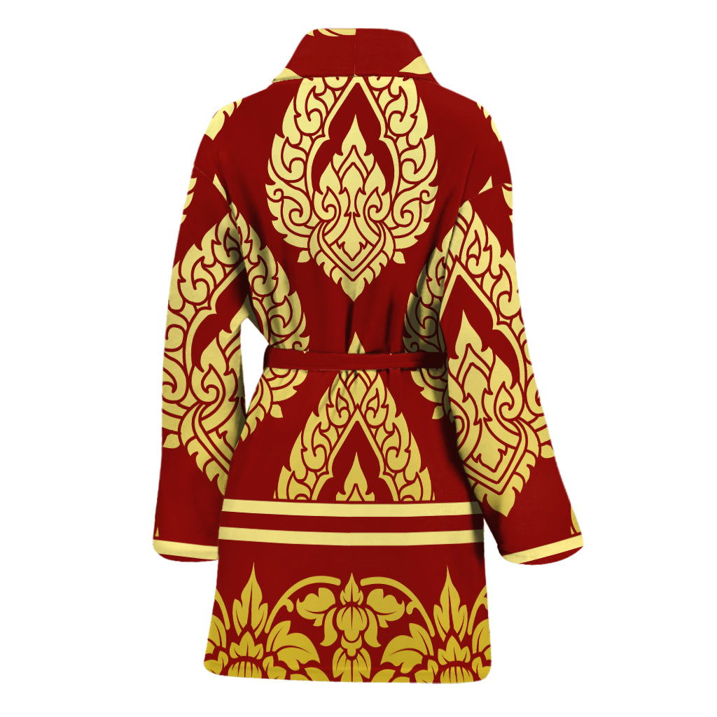 Traditional Thai Pattern Print Women's Bathrobe