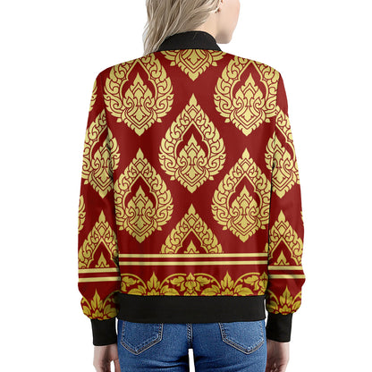 Traditional Thai Pattern Print Women's Bomber Jacket