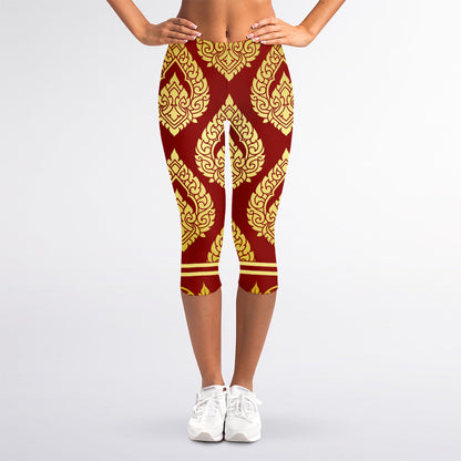 Traditional Thai Pattern Print Women's Capri Leggings