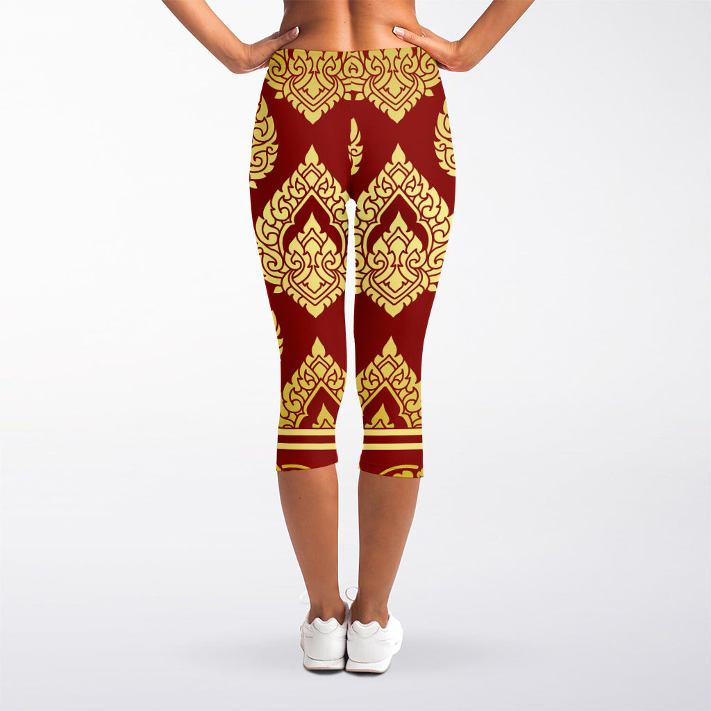 Traditional Thai Pattern Print Women's Capri Leggings
