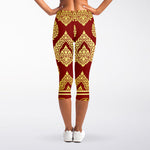 Traditional Thai Pattern Print Women's Capri Leggings