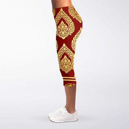 Traditional Thai Pattern Print Women's Capri Leggings