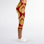 Traditional Thai Pattern Print Women's Capri Leggings