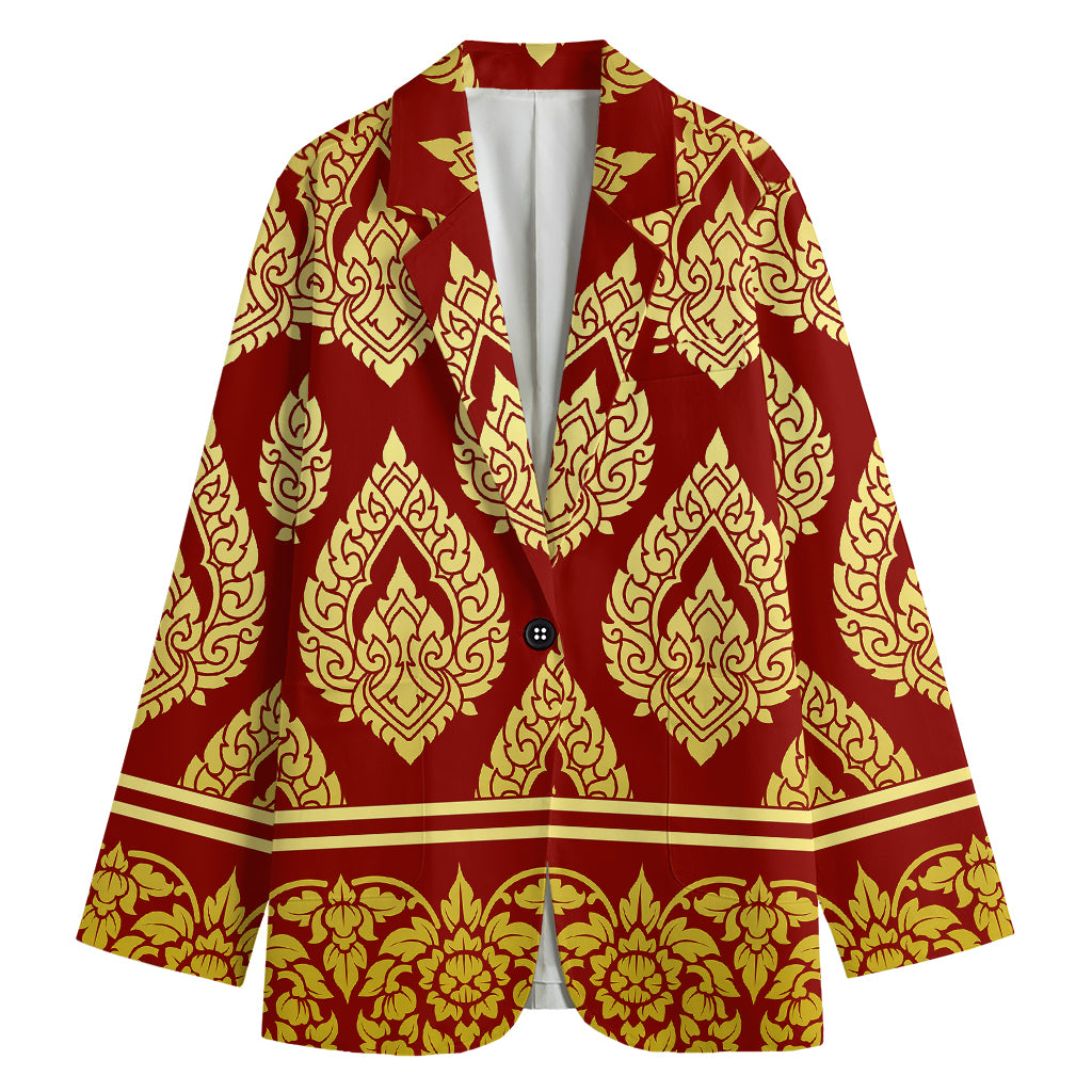 Traditional Thai Pattern Print Women's Cotton Blazer