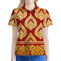 Traditional Thai Pattern Print Women's Polo Shirt