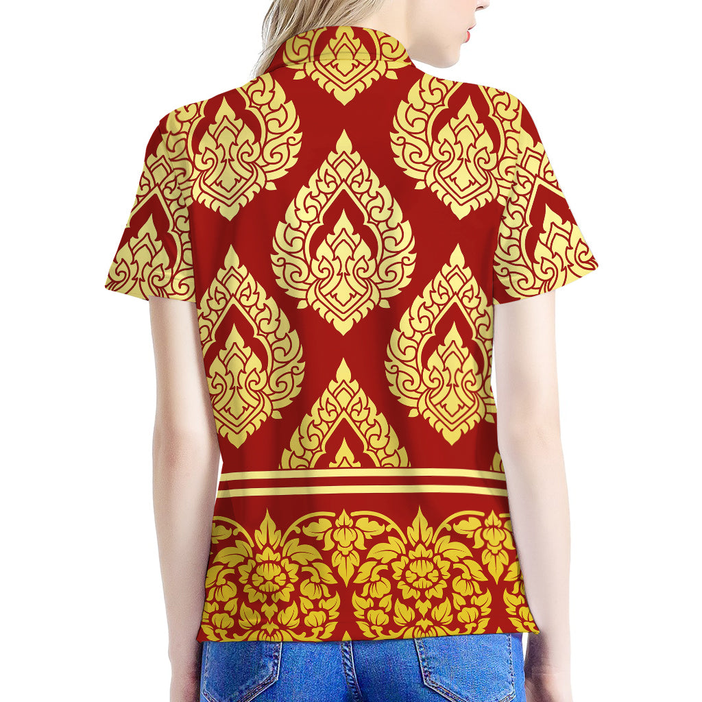 Traditional Thai Pattern Print Women's Polo Shirt
