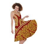 Traditional Thai Pattern Print Women's Sleeveless Dress