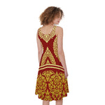Traditional Thai Pattern Print Women's Sleeveless Dress