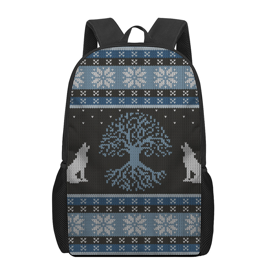 Tree Of Life And Howling Wolves Print 17 Inch Backpack