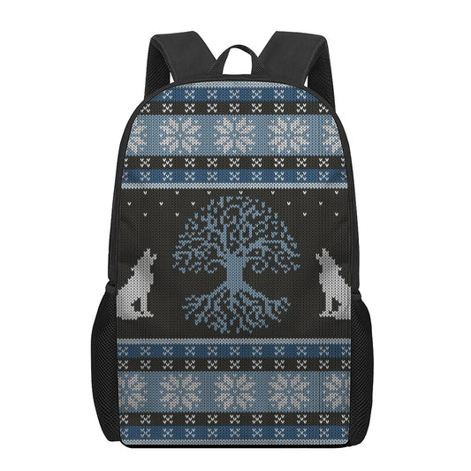 Tree Of Life And Howling Wolves Print 17 Inch Backpack