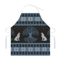 Tree Of Life And Howling Wolves Print Adjustable Apron