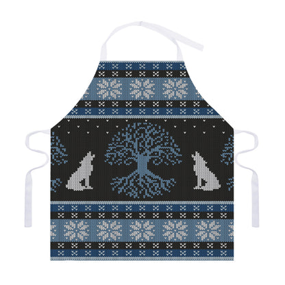 Tree Of Life And Howling Wolves Print Adjustable Apron