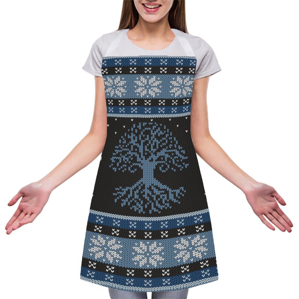 Tree Of Life And Howling Wolves Print Adjustable Apron