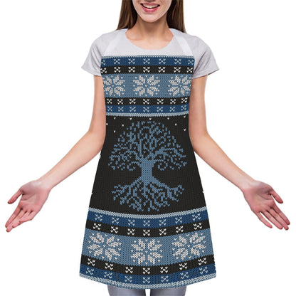 Tree Of Life And Howling Wolves Print Adjustable Apron