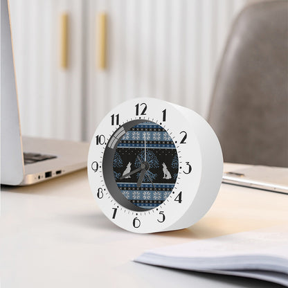Tree Of Life And Howling Wolves Print Alarm Clock