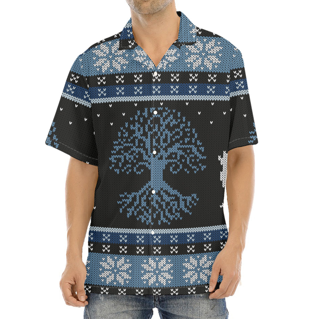 Tree Of Life And Howling Wolves Print Aloha Shirt