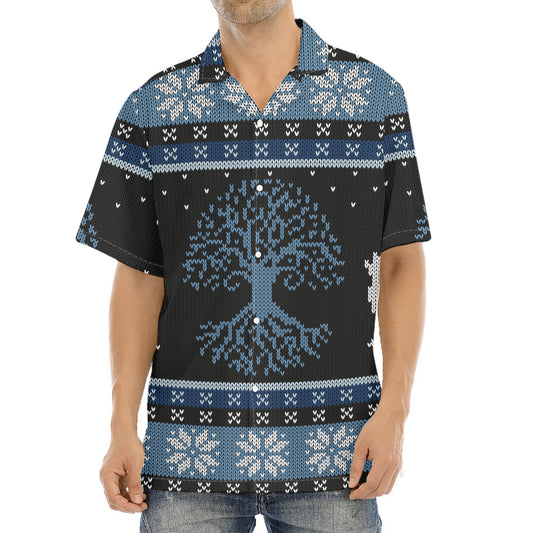 Tree Of Life And Howling Wolves Print Aloha Shirt