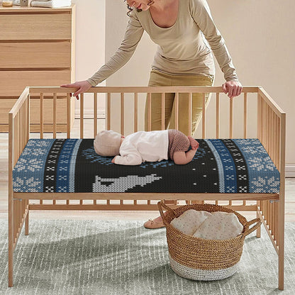 Tree Of Life And Howling Wolves Print Baby Crib Sheet