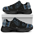 Tree Of Life And Howling Wolves Print Black Chunky Shoes