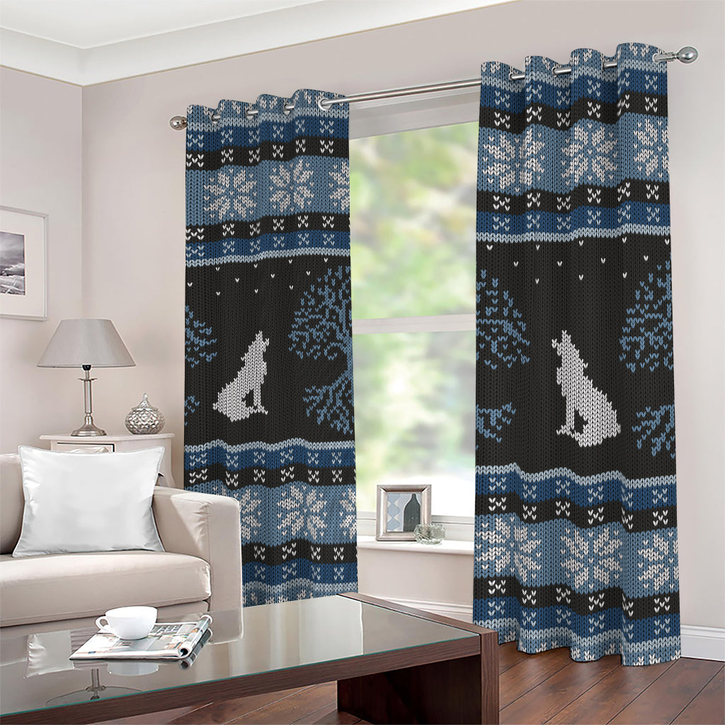 Tree Of Life And Howling Wolves Print Blackout Grommet Curtains