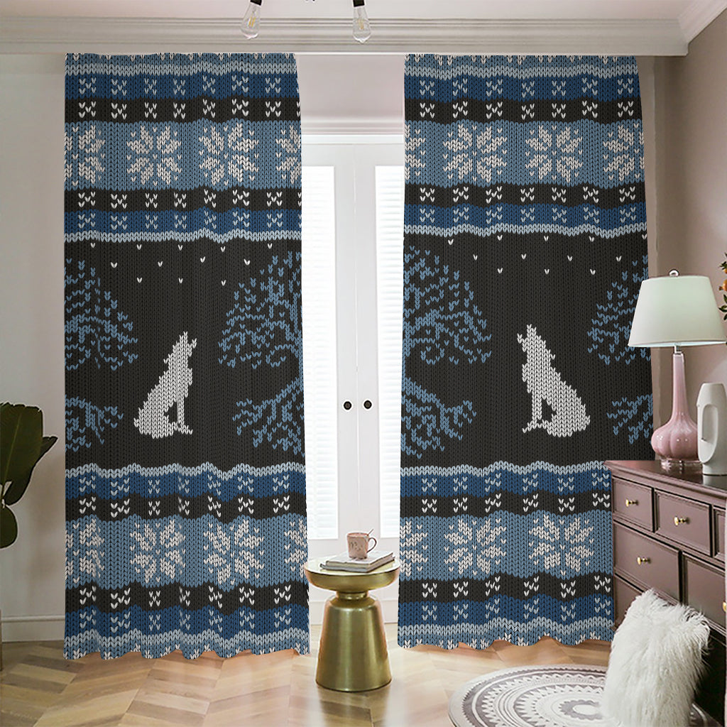 Tree Of Life And Howling Wolves Print Blackout Pencil Pleat Curtains