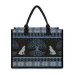 Tree Of Life And Howling Wolves Print Canvas Tote Bag