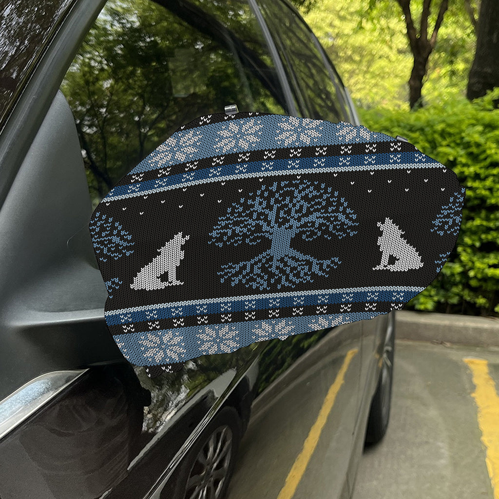 Tree Of Life And Howling Wolves Print Car Side Mirror Covers